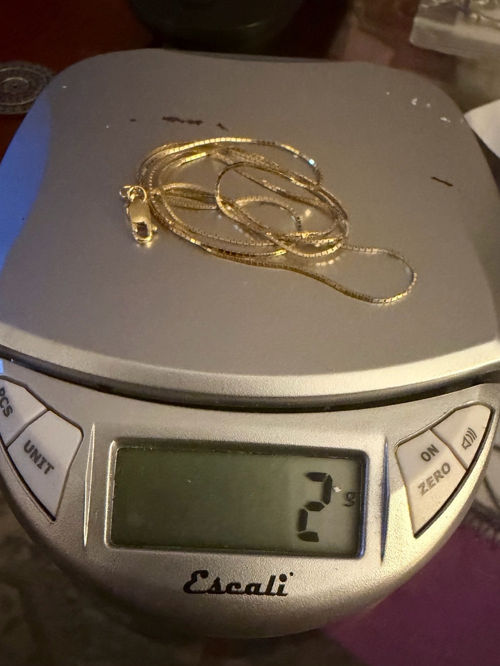 22” 14k Gold Box Chain Necklace - Picture 3 of 6
